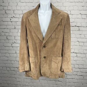 VTG William Barry Brown  Raw Pork Velour Leather Jacket Collar USA Made Size 40